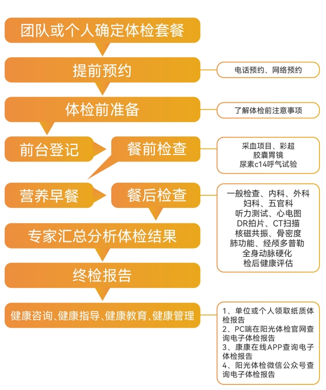 襄阳阳光体检流程示意图
